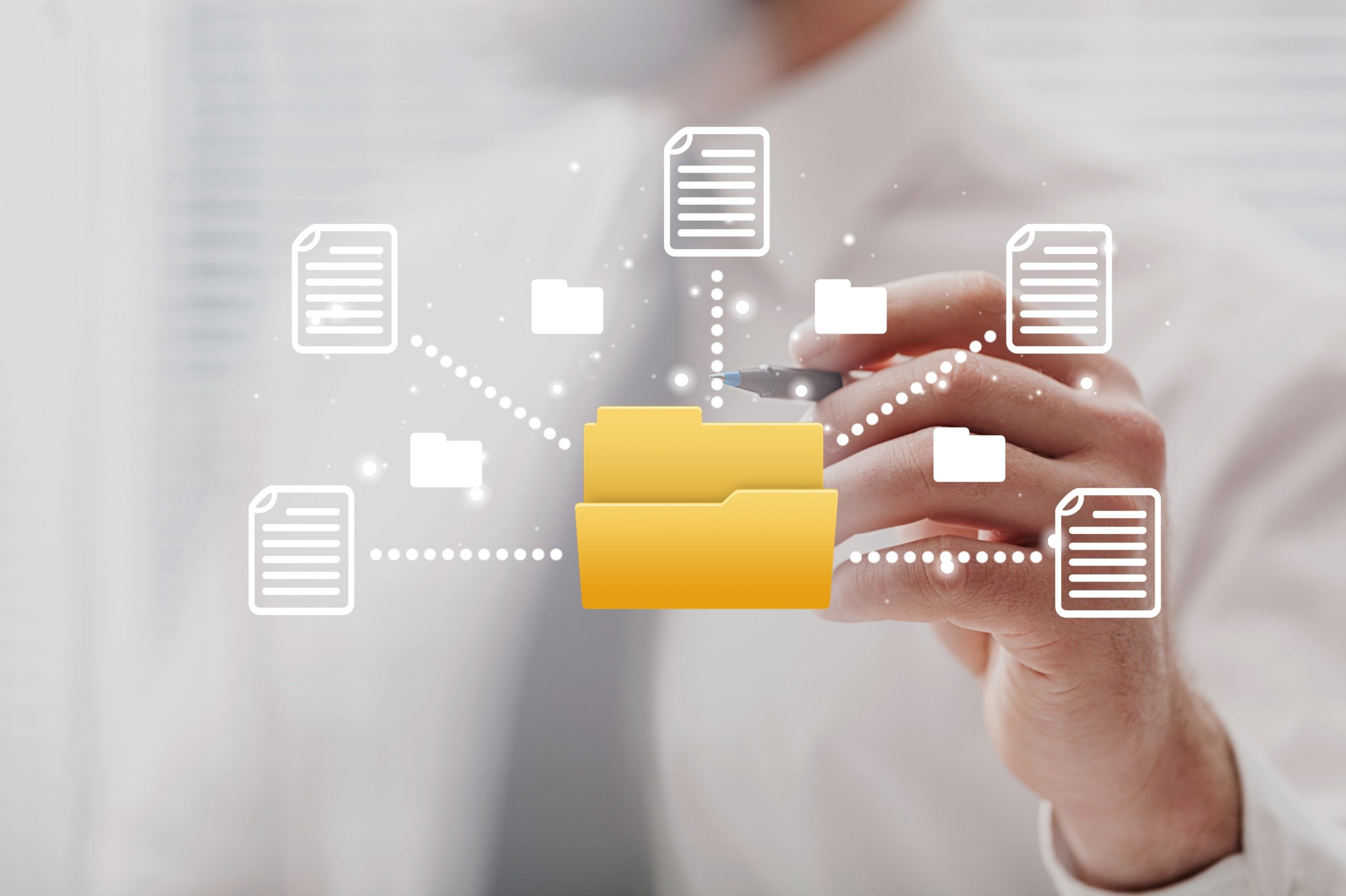 Businessman with Document Management System and automated proces